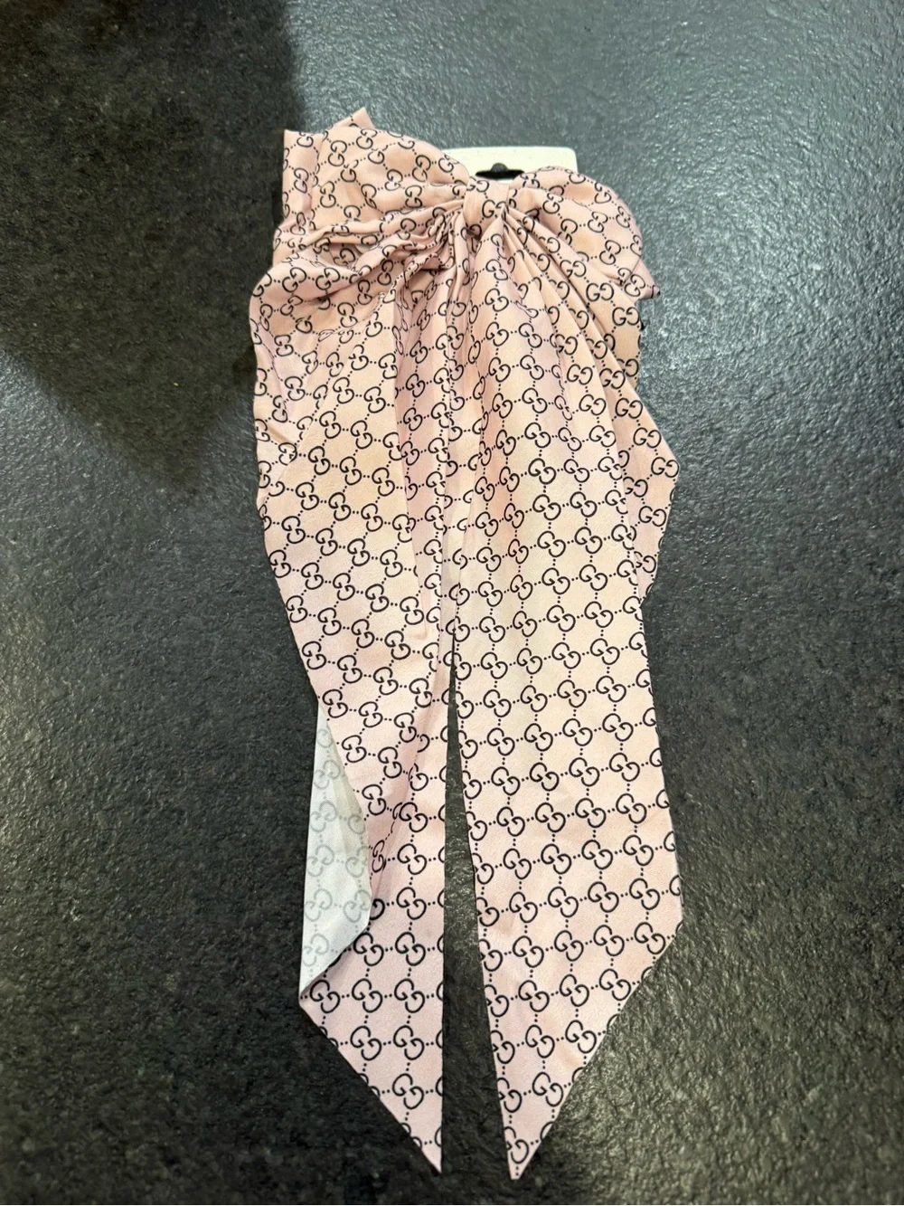 Designer-Inspired White & Black Patterned Bow